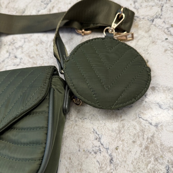 Olive Green handbag with pouch by Urban expressions can be made a bum bag - Picture 2 of 8